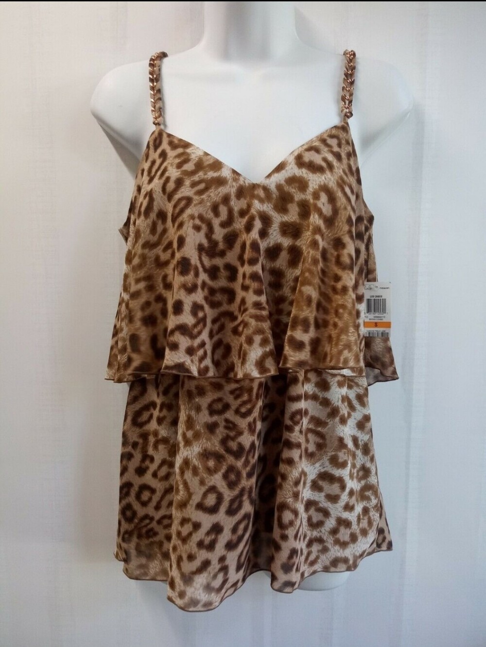 NWT Thalia Sodi Leopard Print Sleeveless Layered Top Sheer Size S